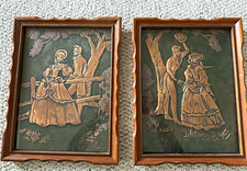 Vintage MCM embossed (repoussé) copper art  Scarlett & Rhett Gone with the Wind picture