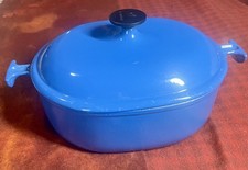 Vtg. Le Creuset Enzo Mari La Mama Cobalt Blue #25 Cast Iron Oval Dutch Oven-NEW picture
