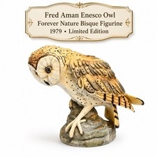 Fred Aman Enesco OWL Numbered Forever Nature Bisque Figurine E3139 picture