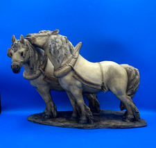 FABULOUS LARGE GUIDO CACCIAPUOTI PORCELAIN FIGURINE OF A DRAFT HORSE PAIR, ITALY picture