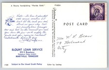Blount Loan Service 215 E Broadway Maryville TN Ad Postcard Lady FL Orange Hayes picture
