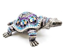 Jeweled Big Turtle Trinket Box. Hand Set Swarovski Crystals & Enamel picture