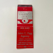 John C. Figg Agency Terre Haute IN Vintage Matchbook Cover TMB80-1 picture