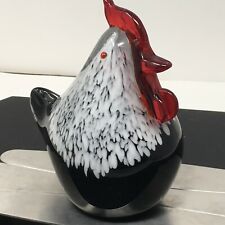 Hand-Blown Glass Rooster Figurine Art Paperweight  4.5