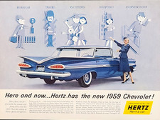 Chevy Impala Original 1959 Vintage Print Ad Hertz Rent a Car Wall Art picture
