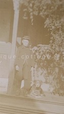 1800s antique PHOTOGRAPH BOY SOLDIER DOG PORCH uniform pennsylvania? picture