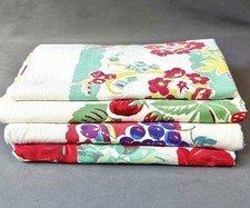4 VTG Printed Cotton Tablecloths Colorful Strawberries, Roses, Fruit & Flowers picture