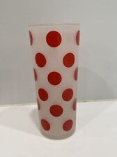 Vintage Anchor Hocking Frosted Red Polka Dot Tumbler Tom Collins Glass MCM picture