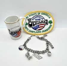 Vtg 1975 Opryland USA Souvenir Lot Charm Bracelet Rx Mini Mug Girl Scout Patch picture