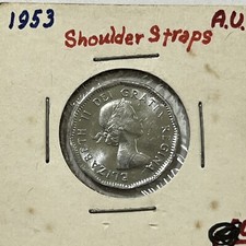 1953 CANADA 5 CENTS NICKEL AU, BEAVER QUEEN ELIZABETH II QEII QE2 COLLECTABLE  picture