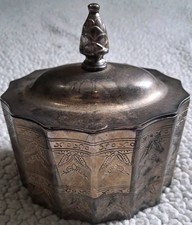 Godinger Silverplate Octagonal Lidded Trinket Box, Red Velvet Lined picture