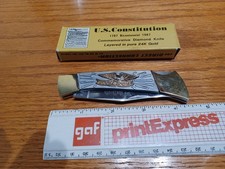Vintage 1987 Commerative Diamond Knife. Layered in 24K gold. Stainless blade, picture