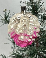 Vintage Heidt 1930's Embossed Leaf Santa Claus Glass Father Christmas Ornament picture