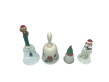 4 Vintage Ceramic/Glass Bells Collectible Christmas Bear Bird Santa Sleigh picture