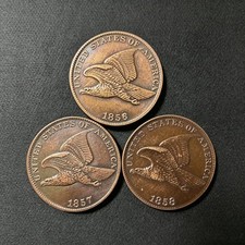 1856/1857/1858 3Pcs Flying Eagle Cent Very Good VG Coin As shown in the figure picture