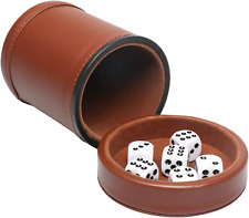 Leather Dice Cup Set with Lid Dark Brown Felt Lining Quiet Shaker Cup Include picture