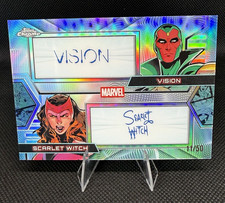 Topps 2026 Chrome Marvel Facsimile Dual Auto Vision/Scarlet Witch #11/50 picture