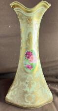 Antique Vintage Nippon Japanese Porcelain Hand Painted Roses Flowers Vase Urn picture