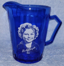 Vintage 1930's Shirley Temple Cobalt Blue Glass Pitcher 4 5/8