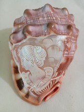 VTG Italy Cameo Hand Etched/Carved Conch Shell, Victorian Lady Goddess picture