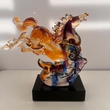 Liuli Crystal Glass Galloping Horse Ornament – Feng Shui Home Decor collectible picture