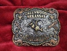 Rodeo X~Treme Champion☆2011☆BULL RIDING TROPHY BUCKLE☆Greenwood Ark.☆RARE☆241 picture