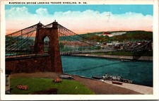 Suspension Bridge Looking Toward Wheeling, West Virginia - Postcard picture