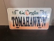 Vintage 1991 Georgia License Plate TOMAHWK Peach NOS Sealed Unused 12x6 picture