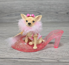 Westland Aye Chihuahua Figurine 13329 Chihuahua Slipper Pink Glitter Shoe Tag picture