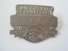 Licensed Chauffeur Badge Illinois 1931 Antique Silver Tone Pin picture
