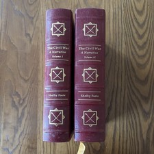 Shelby Foote THE CIVIL WAR A NARRATIVE Signed Easton Press Vol 1-2 Leather 1991 picture