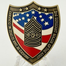 RARE 2nd Sergeant Major of the Army George W Dunaway SMA Challenge Coin Shield picture