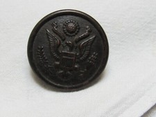 Antique U S Army Shield Eagle Bronze Button 1-1/8” Signed City Button Works picture