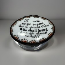 Antique 18thC English Bilston Battersea Enamel Pill Patch Box w/ Mirror Sheaves picture