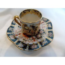 Vintage 1040's Hokutosha Mini Tea Cup & Saucer Black Gold Abstract Pattern picture