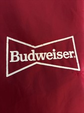Mens (XXL)Vintage 90s Budweiser Red Hooded Windbreaker Jacket Pullover Anorak picture