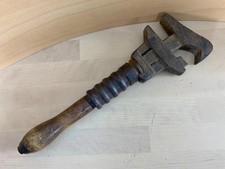 BEMIS & CALL Pipe Wrench Antique Tool Wood Handle Double 2.5