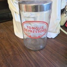 Vintage Profex Glass Medical Apothecary Jar - Tongue Depressors. picture