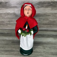 Vtg Byers Choice Carolers Williamsburg Christmas Lady Apples Figurine Red Cape picture