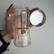 VTG 1920-30s Hoosier Cabinet Cream Tartar Glass Spice Jar Aluminum Lid Art Deco  picture