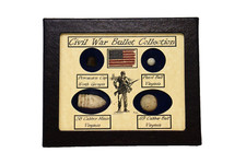 Original Civil War Bullets Relics Collection in Display Case (4 Piece) with COA picture