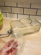 Vintage Ribbed Clear Glass Refrigerator Water Dispenser w/Spout for Flat Shelf picture
