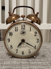Beautiful Vintage 1950's Lux  Gabriel Alarm Clock in Copper * Fully Operational picture