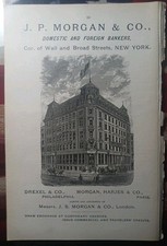 ~1904 Advertising J. P. MORGAN & COMPANY picture of Wall & Broad Street Building picture