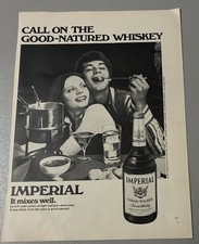 1973 Vtg B/W print ad For Imperial Hiram Walker Blended Whiskey+Bonus Playboy Ad picture