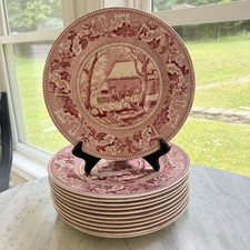 Johnson Brothers Thanksgiving Frozen Up Dinner Plates 10.5” Set Of 12 1940s picture