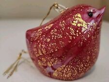 Red and Gold Vietri Murano Italy Hand Blown Glass Bird Ornament picture