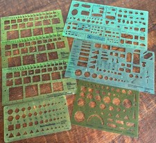 Vintage lot stencil template Berol Dietzgen Pickett American architect drafting picture