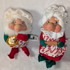 Set 2 Vintage 1992 Christmas Santa’s Best Santakins Mr. Mrs. Clause Baking Elves picture