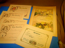 (6) ORIGINAL ANTIQUE VTG EARLY 1900's UNUSED BAPTISM & COMMUNION CERTIFICATES picture